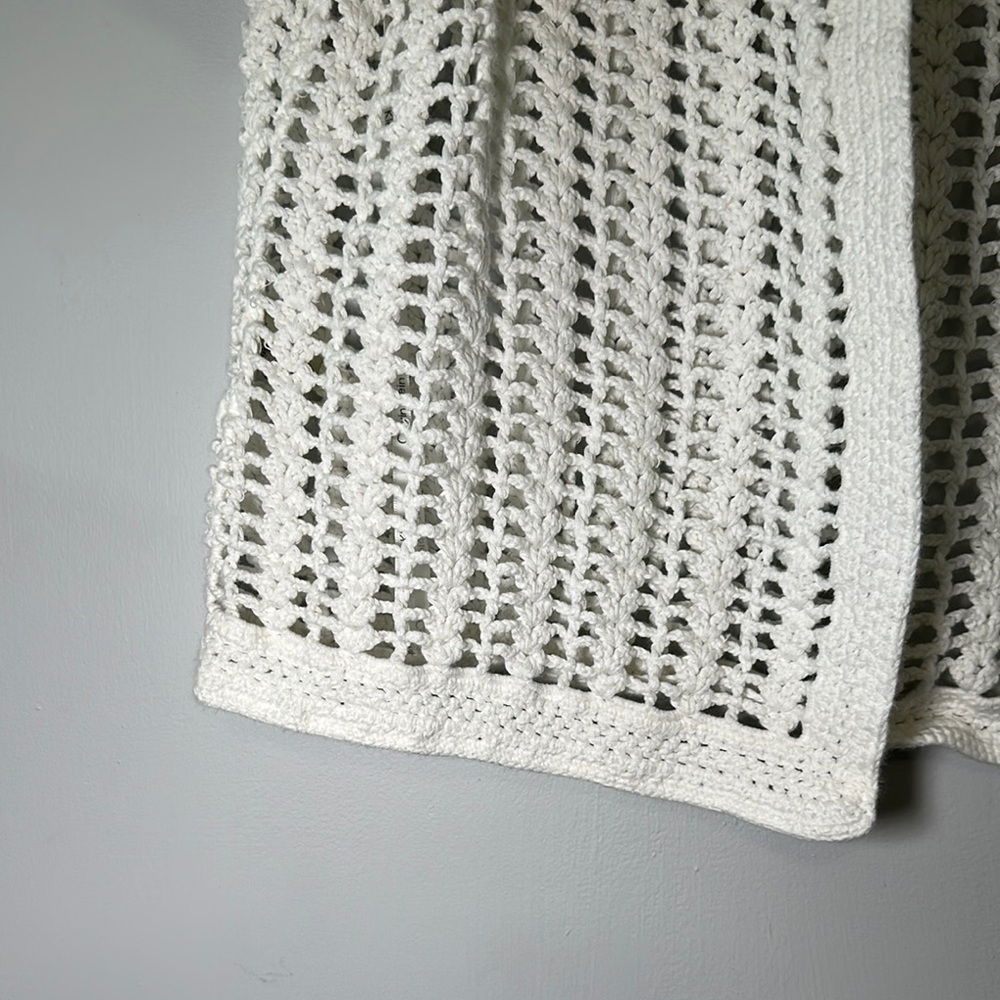 Calvin Klein White Open-Front Cardigan Short Sleeve Sweater Size X-Large - Picture 4 of 8